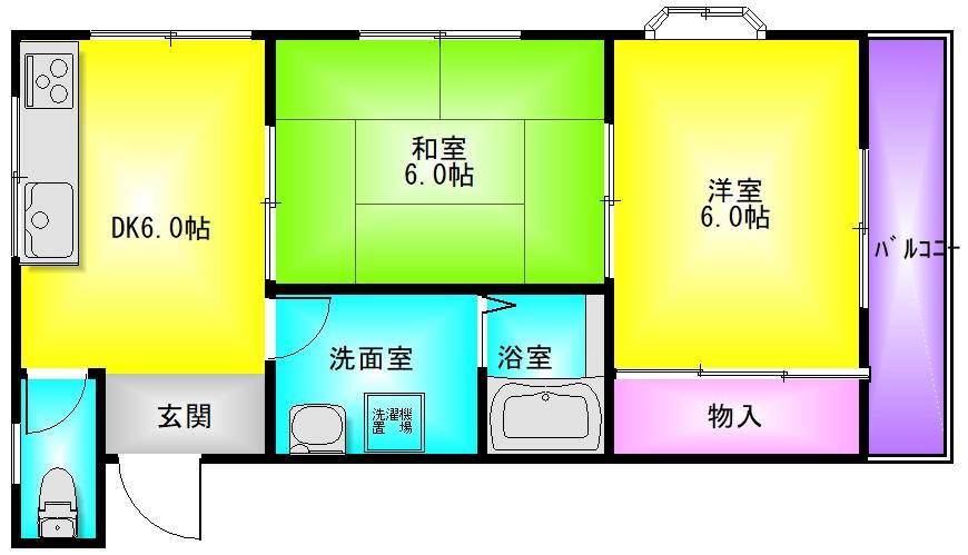 コーポサンサン(2DK/2階)の間取り写真