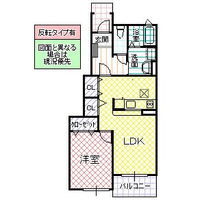 アステ-ル B(1LDK/1階)の間取り写真