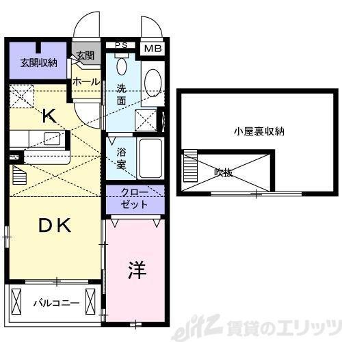 エヴァーハイム(1LDK/2階)の間取り写真