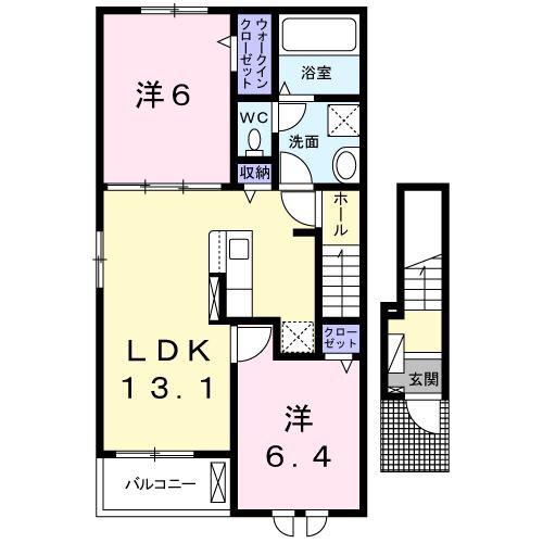 ルミエール・秀(2LDK/2階)の間取り写真