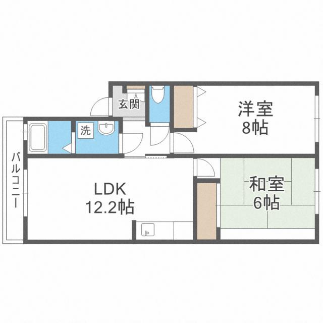 ラ・マンダリーヌ B(2LDK/2階)の間取り写真