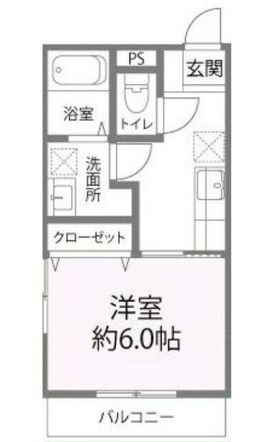 S.I.X(1K/1階)の間取り写真