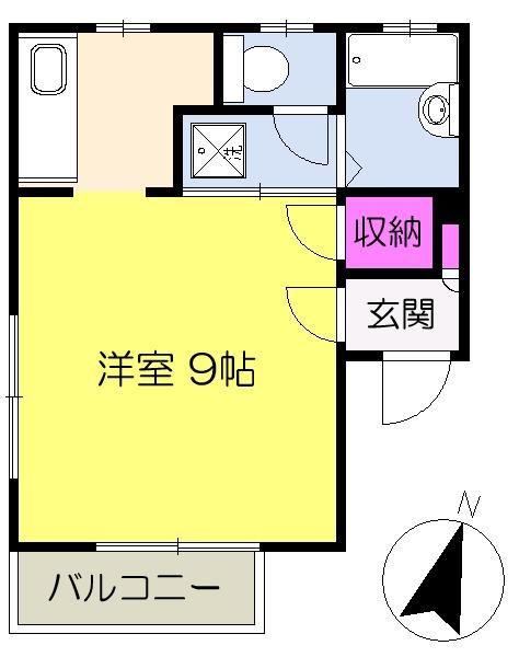 ルーミー相模台(ワンルーム/2階)の間取り写真