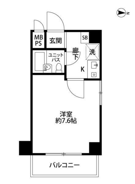 ライオンズマンション東駒形(1K/3階)の間取り写真