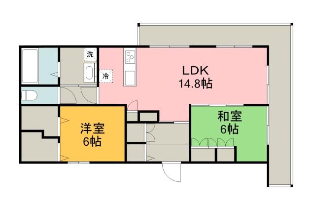 BORIKIしののめ和(2LDK/3階)の間取り写真
