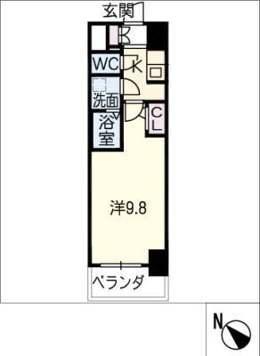 S-RESIDENCE勝川駅前(1K/3階)の間取り写真