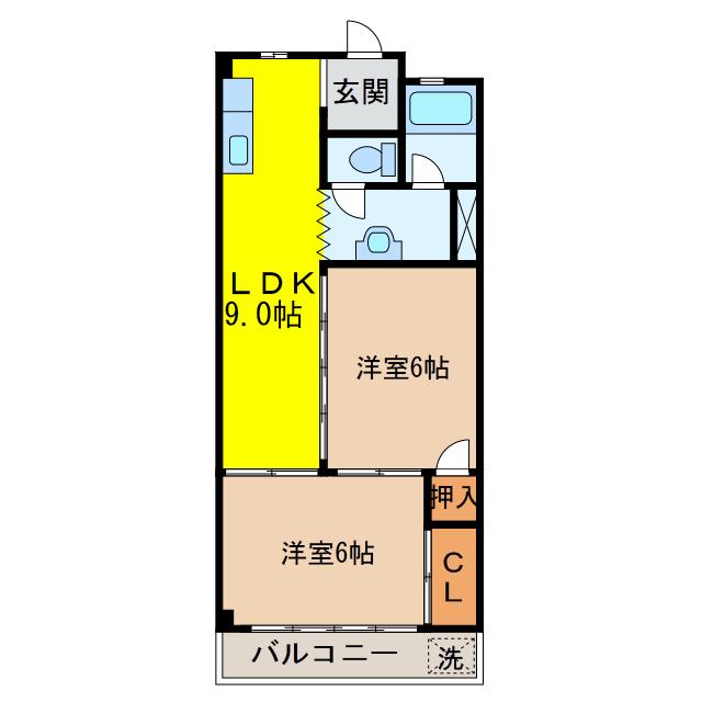 紅屋ビル(2LDK/3階)の間取り写真