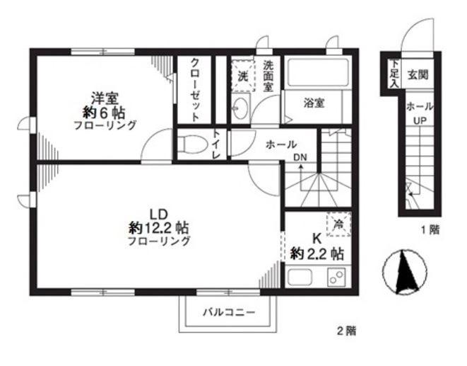 グリーンコーポ武蔵関B棟(1LDK/2階)の間取り写真
