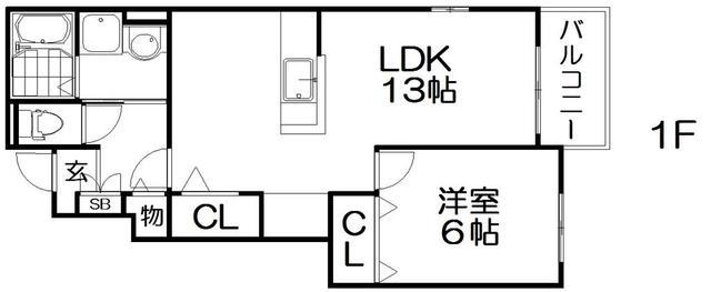 エフパティオIII(1LDK/1階)の間取り写真