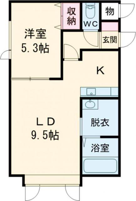 ＪＲ函館本線 近文駅 徒歩17分 2階建 築11年(1DK/1階)の間取り写真