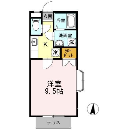グリーンヒル(1K/1階)の間取り写真