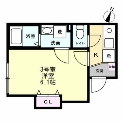 ブリーゼ平町(1K/2階)の間取り写真