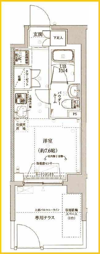 CLARISSA YOKOHAMA ALETTA(ワンルーム/1階)の間取り写真