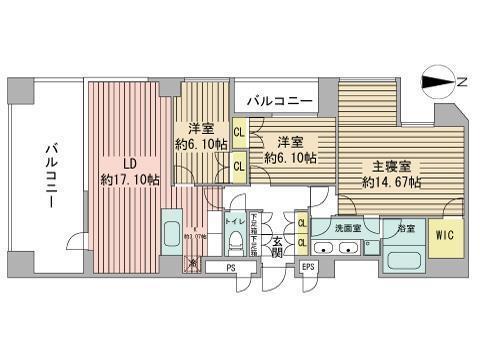 グランカーサ裏参道(3LDK/15階)の間取り写真