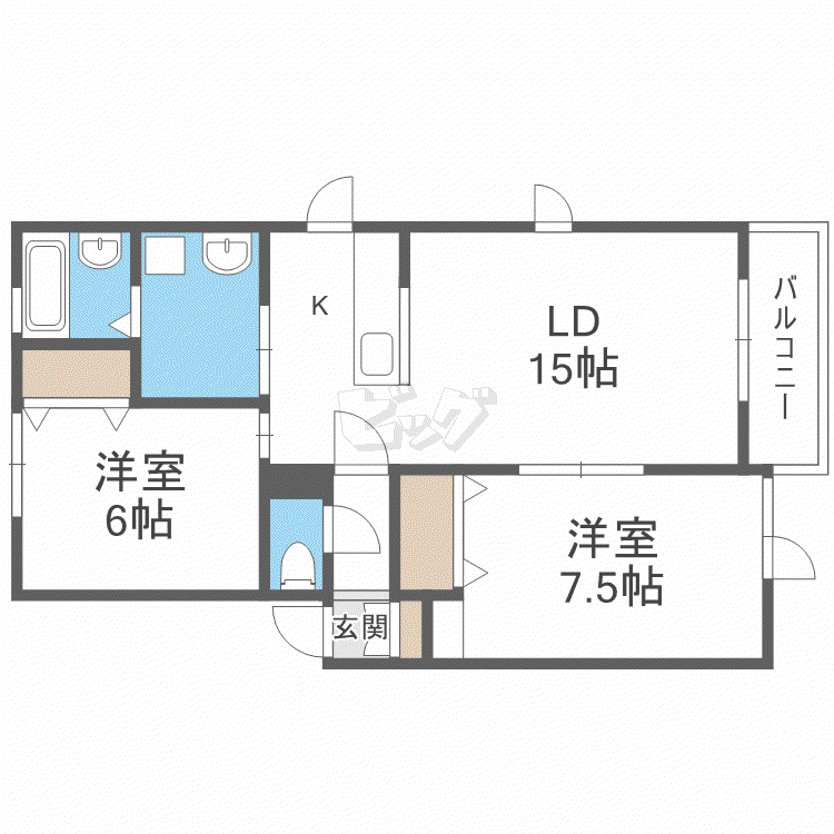 シャローム静和(2LDK/2階)の間取り写真