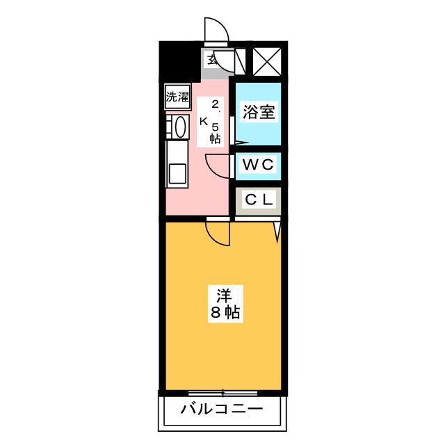 プレアール原田II(1K/2階)の間取り写真