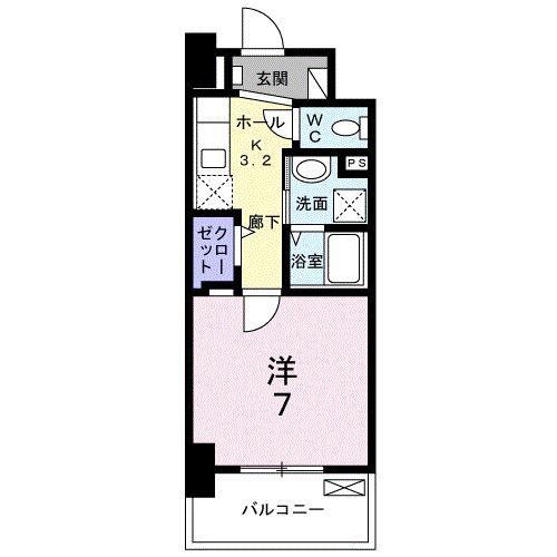 メルベージュ岸(1K/2階)の間取り写真