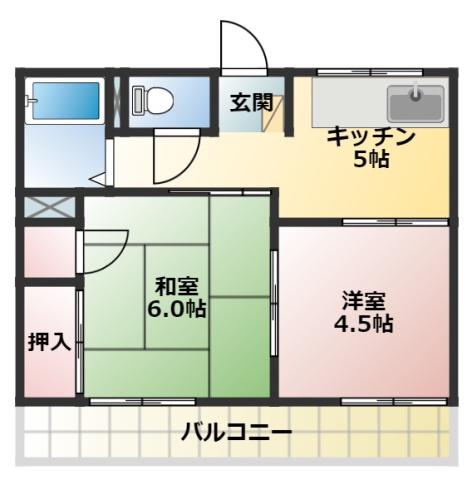 パミールC(2K/2階)の間取り写真