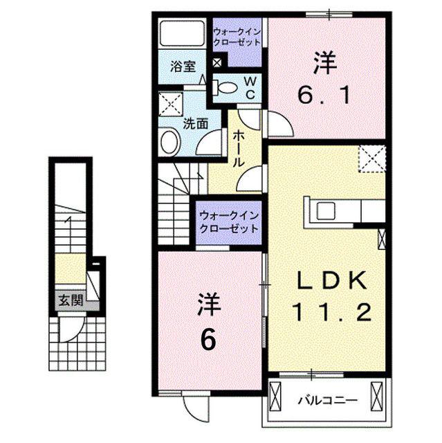 ブルゴーニュB(2LDK/2階)の間取り写真