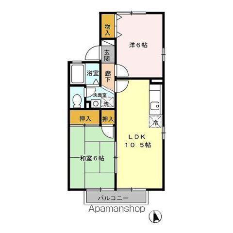 セジュールみなみ B棟(2LDK/2階)の間取り写真