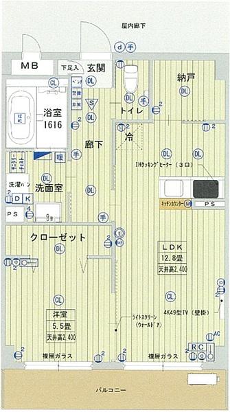UNDER THE BLUE SKY(1LDK/2階)の間取り写真
