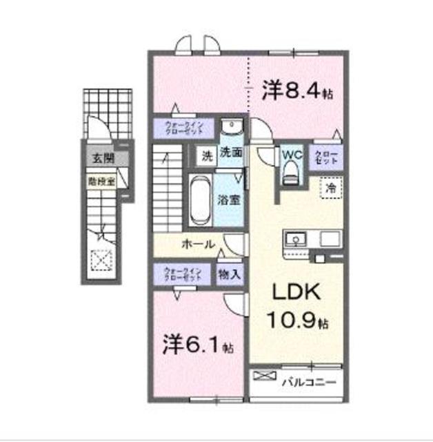 ノーストゥーリバー(2LDK/2階)の間取り写真