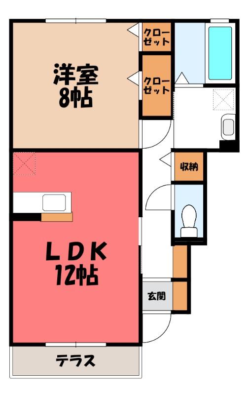 PRIMO(1LDK/1階)の間取り写真