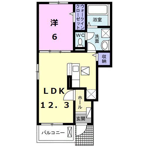 エスパインII(1LDK/1階)の間取り写真