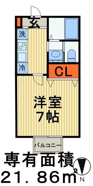 インフィナ四街道(1K/2階)の間取り写真