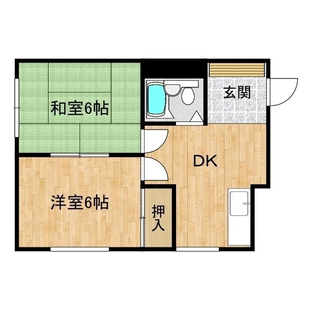 ベルコムつくば(2DK/4階)の間取り写真