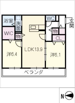 ソレーユIII(2LDK/3階)の間取り写真