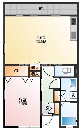 ルミエール(1LDK/2階)の間取り写真