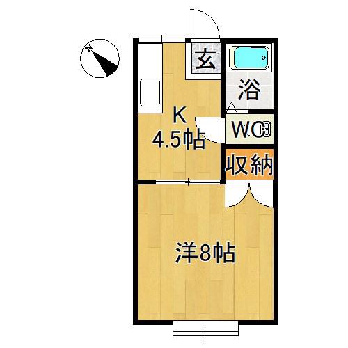 ハイツTURUYA A(1K/2階)の間取り写真