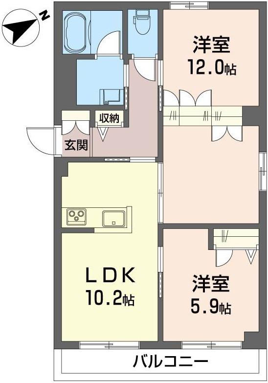 コルマール(2LDK/1階)の間取り写真