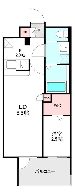 グランフォーレプライム西新(1LDK/5階)の間取り写真