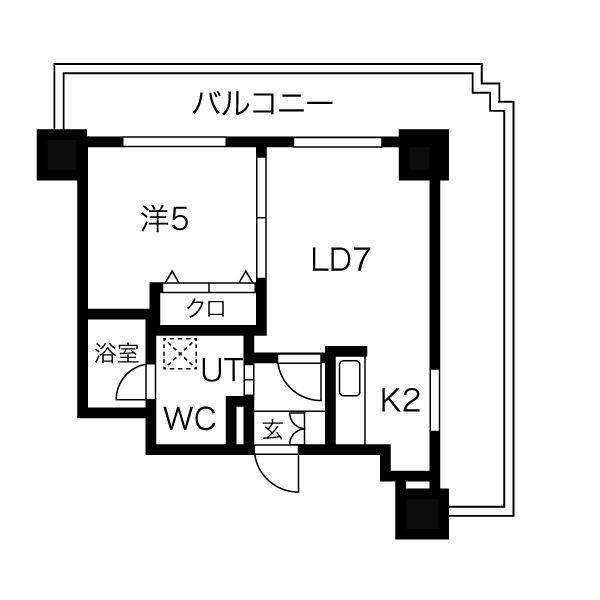 ジュエルタワー(1LDK/15階)の間取り写真