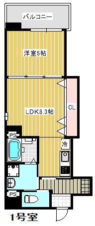 POTHOS呉本通(1LDK/5階)の間取り写真