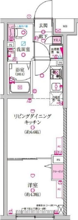 ラフィスタ豪徳寺(1DK/2階)の間取り写真