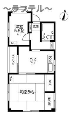 神ビル(2DK/2階)の間取り写真