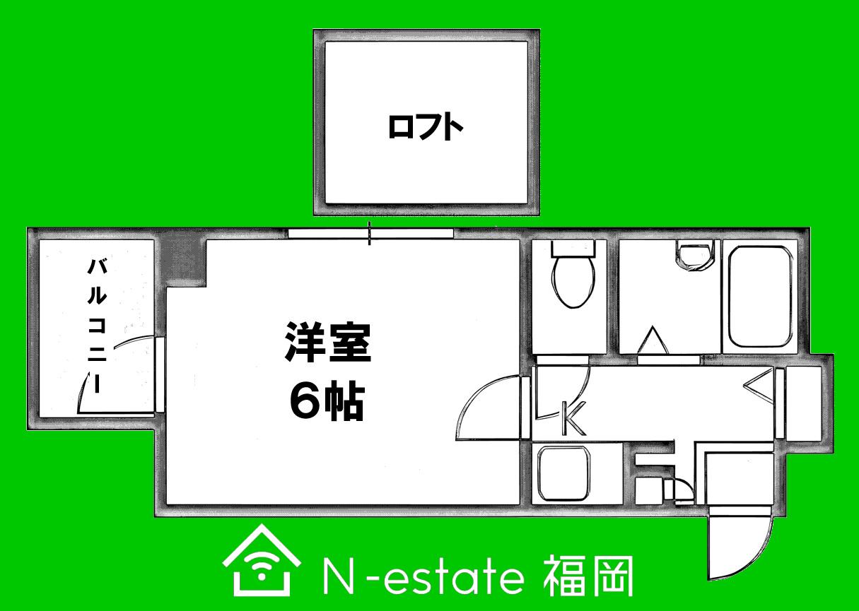 ウイング室見(1SK/2階)の間取り写真