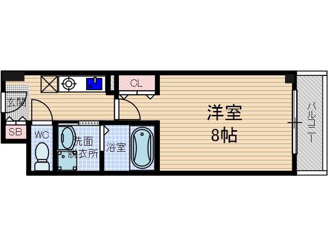 シャンピアコート茨木(1K/3階)の間取り写真
