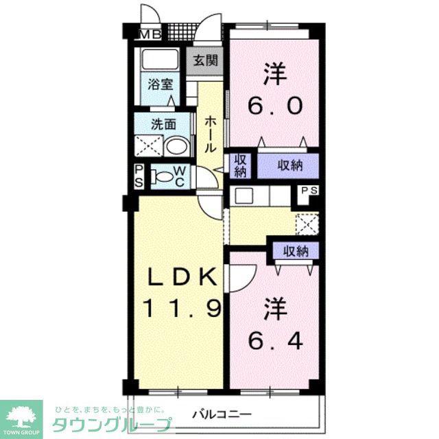 ゴールドレジデンスⅡ(2LDK/4階)の間取り写真