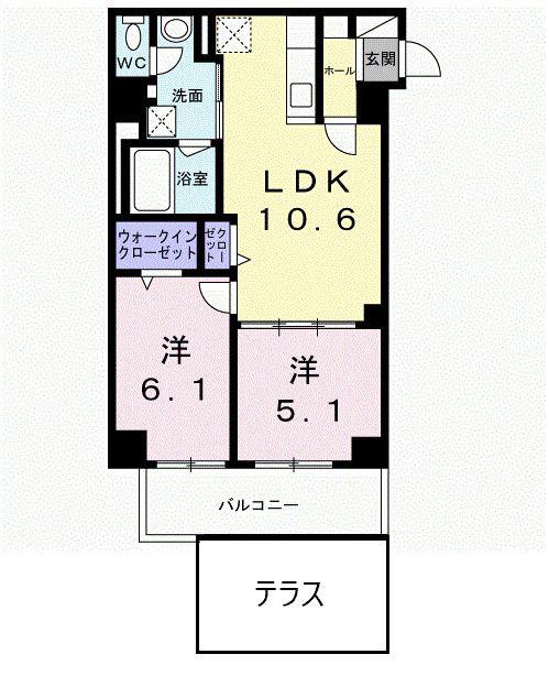 アクシス・エリタージュ(2LDK/1階)の間取り写真