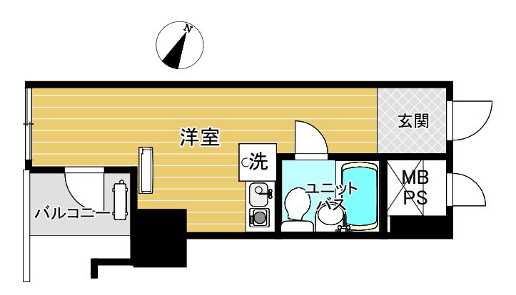 グレイス旗の台(ワンルーム/3階)の間取り写真