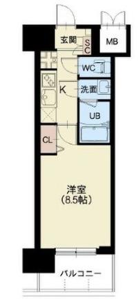 スプランディッド難波III(1K/9階)の間取り写真