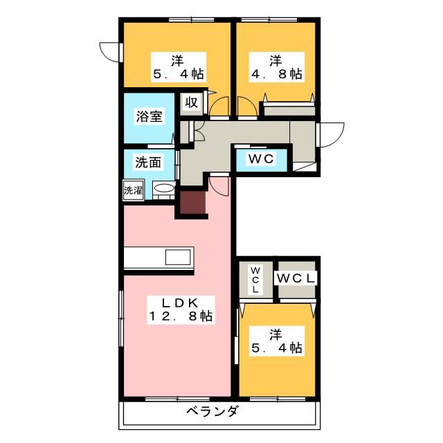 シェールポン(3LDK/1階)の間取り写真