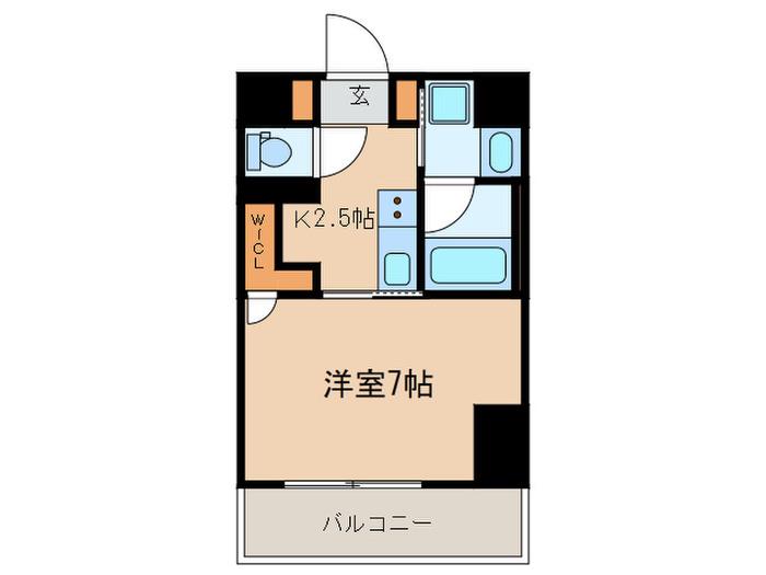 市谷仲之町ヒルズ クレスト(1K/2階)の間取り写真