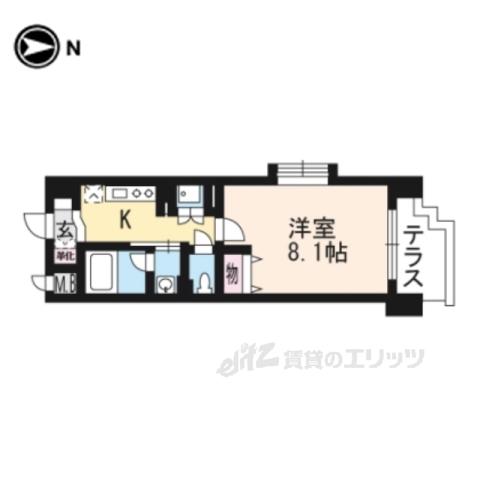 アスヴェル京都東山五条(1K/1階)の間取り写真