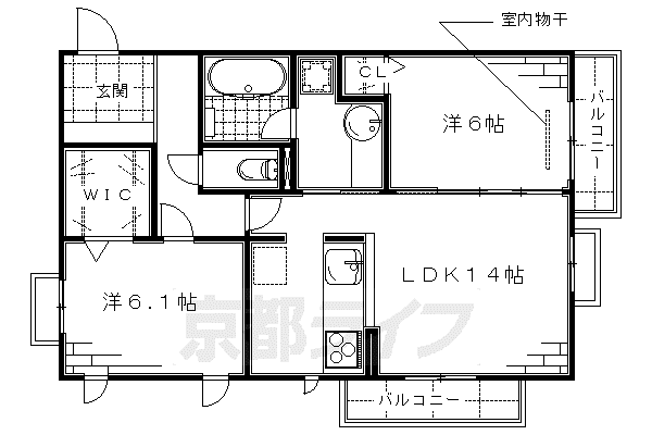 フォレスト桃山筑前台(2LDK/2階)の間取り写真
