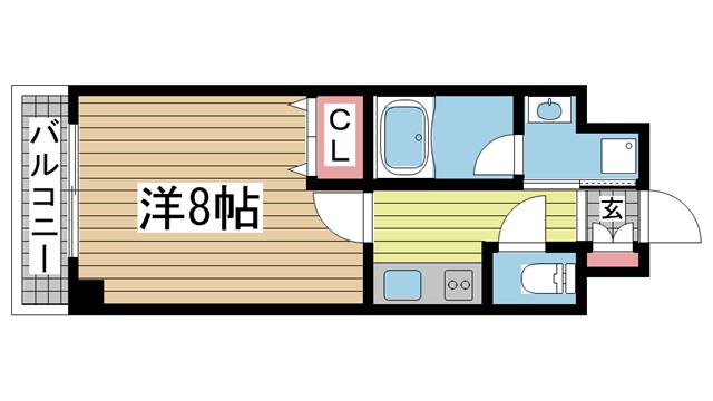 アミーグランコート三宮(1K/7階)の間取り写真